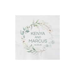 Personalized Eucalyptus Wedding Print Luncheon Napkins