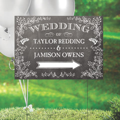 Personalized Chalkboard Floral Yard Sign