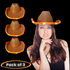 LED Light Up Flashing Sequin Orange Cowboy Hat - Pack of 3 Hats