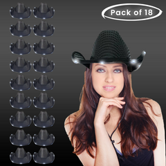 LED Light Up Flashing Sequin Black Cowboy Hat - Pack of 18 Hats