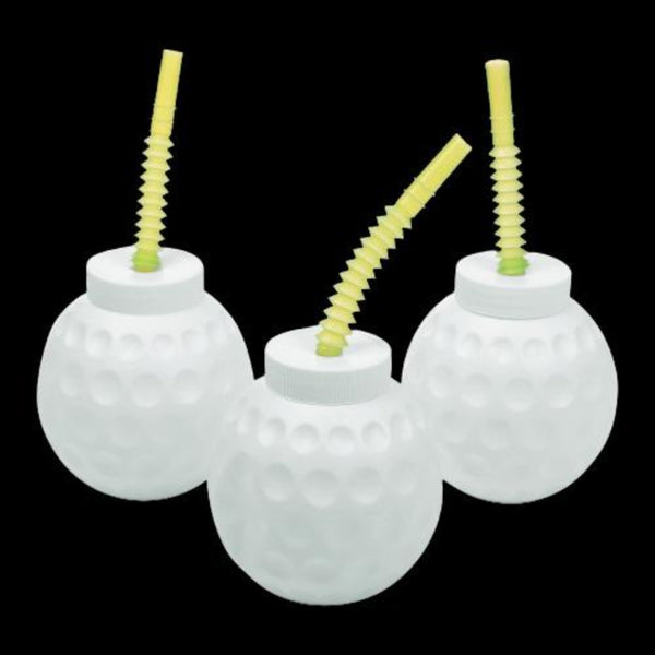 14 Oz Golf Ball Molded Cups with Straws