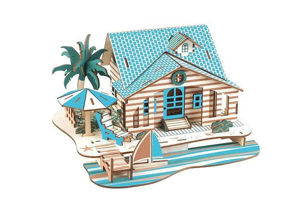 Natural Wood 3D Puzzle Bali Island Villa Craft Building Set