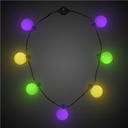 LED Flashing Mardi Gras Ball Necklace