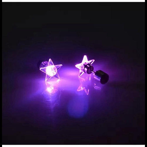 LED Light Up Purple Star Stud Earrings