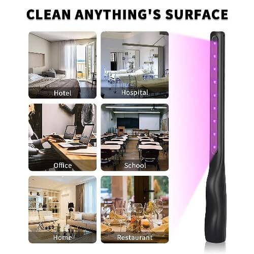 Portable UVC Disinfection Light, UV Light Sanitizer Wand, Kills 99% of Germs Viruses & Bacteria