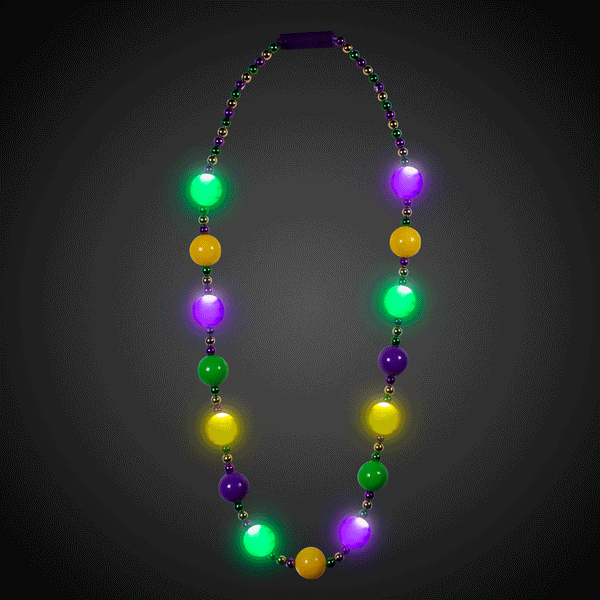 LED Light Up Flashing 46 Inch Mardi Gras Beads Necklace