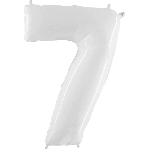 40 Number 7 - White Foil Mylar Balloon