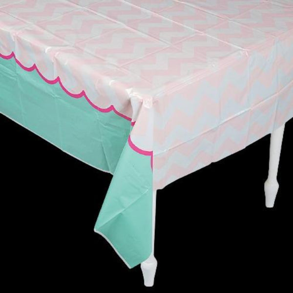 1st Birthday Pink Elephant Plastic Tablecloth