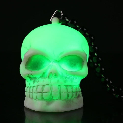 LED Skull Necklace with Black Beads - Multicolor