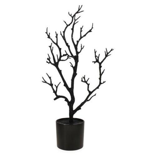 14" Black Halloween Branch Tree With Pot - Pack of 5 Trees