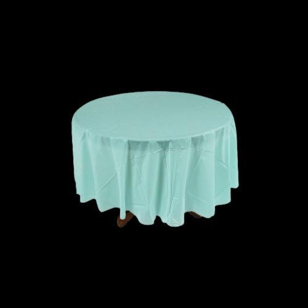 Light Blue Round Plastic Tablecloth