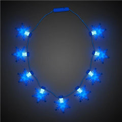 LED Flashing Blue Snowflakes Necklace