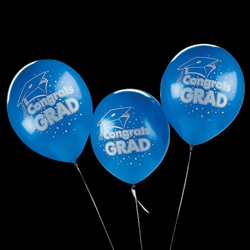 11 Blue Congrats Grad Latex Balloons