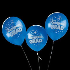 11" Blue Congrats Grad Latex Balloons