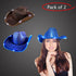 LED Light Up Flashing Sequin Blue & Brown Cowboy Hat - Pack of 2
