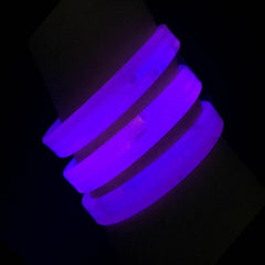 8 Inch Triple Wide Blue Glow Bracelets / Wristbands