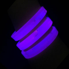 8 Inch Triple Wide Glow Bracelets/Wristbands - Blue