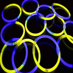 8 Inch Premium Glow Stick Bracelets - Bi Color - Blue/Yellow