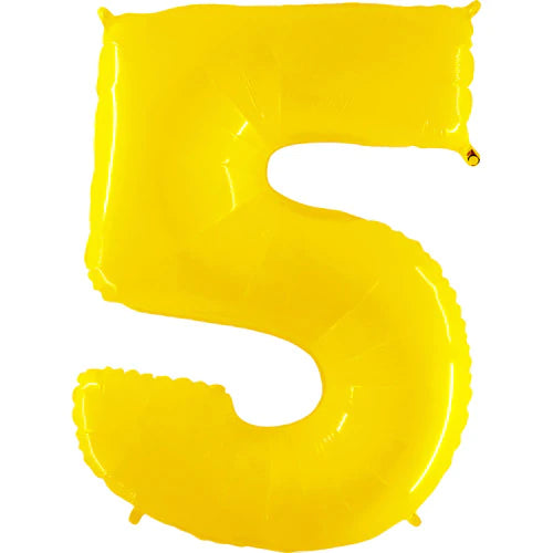 40 Number 5 - Yellow Foil Mylar Balloon