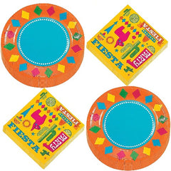 Bright Fiesta Paper Dessert Plates and Beverage Napkins