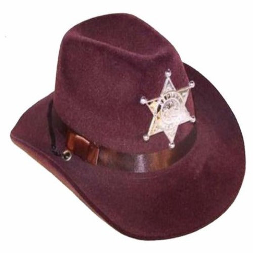 Brown Felt Sheriff Cowboy Hat With Badge