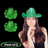 LED Light Up Flashing Green Cowboy Hat With Sequins Pack of 2