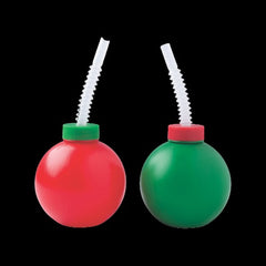 14 Oz Christmas Bulb Cups with Straws