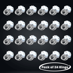 White LED Light Up Jelly Flashing Bumpy Rings - Pack of 24