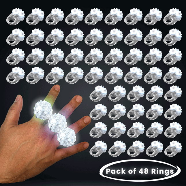 White LED Flashy Blinky Jelly Bumpy Rings - Pack of 48 | PartyGlowz