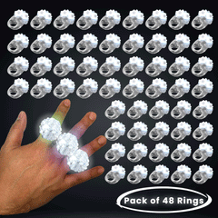 White LED Flashy Blinky Jelly Bumpy Rings - Pack of 48