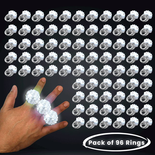 White LED Light Up Jelly Bumpy Flashy Rings - Pack of 96 | PartyGlowz