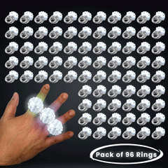 White LED Light Up Jelly Bumpy Flashy Rings - Pack of 96