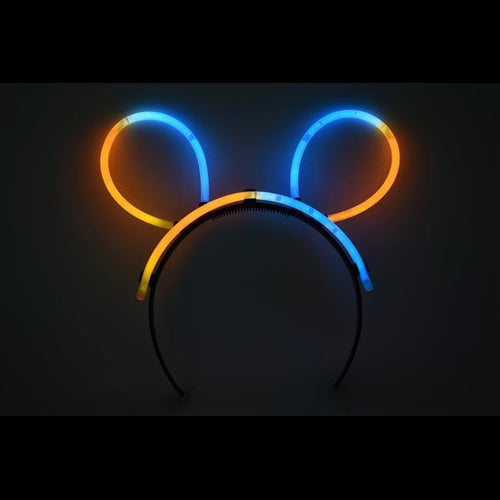 Glow Bunny Ears Headband - Bi Color - Aqua Orange