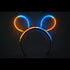 Glow Bunny Ears Headband - Bi Color - Aqua Orange