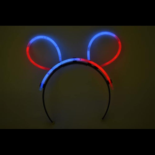 Glow Bunny Ears Headband - Bi Color - Red Blue