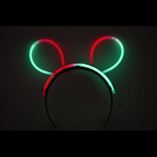 Glow Bunny Ears Headband - Bi Color - Red Green