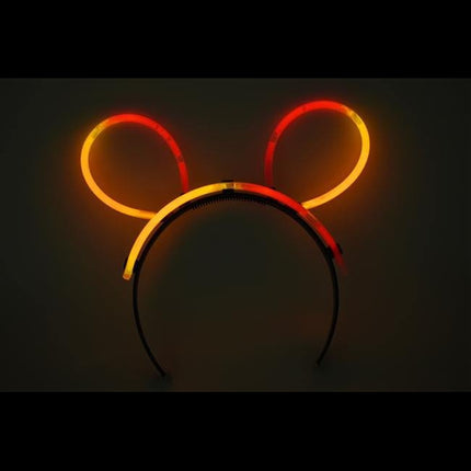 Glow Bunny Ears Headband - Bi Color - Orange Red