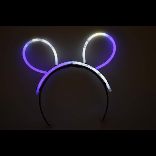 Glow Bunny Ears Headband - Bi Color - White Purple