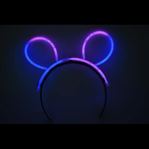 Glow Bunny Ears Headband - Bi Color - Blue Pink