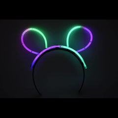 Glow Bunny Ears Headband - Bi Color - Pink Green
