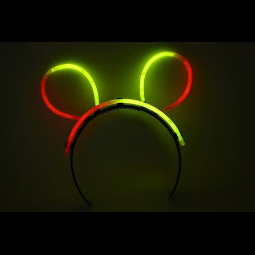 Glow Bunny Ears Headband - Bi Color - Red Yellow