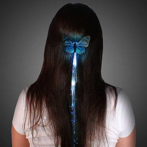 LED Light Up Butterfly Fiber Optic Hair Extension