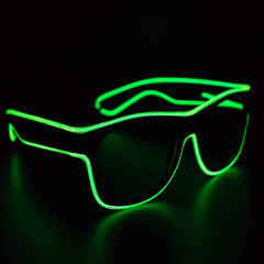 EL-Wire Green Aviator Shades with Sound Sensor and Clear Lens