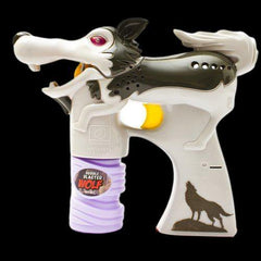 Light Up Wolf Bubble Blaster Gun Grey