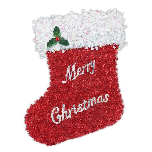 Merry Christmas Stocking Tinsel Decoration