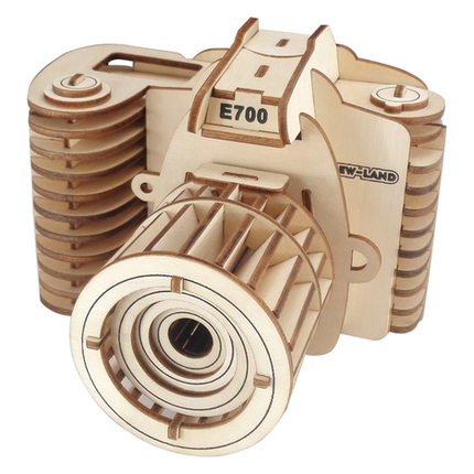 Natural Wood 3D Puzzle Camera Craft Building Set
