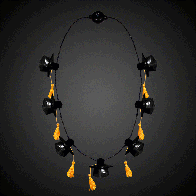 LED Black Graduation Caps Necklace