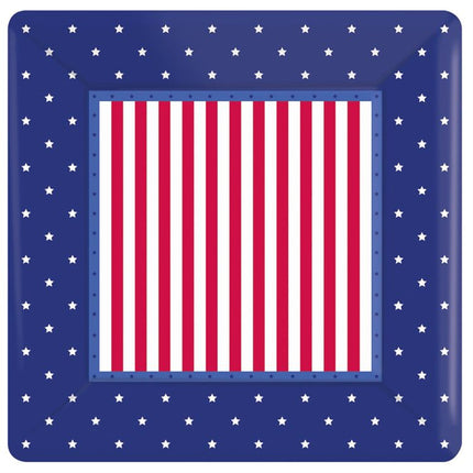 Patriotic Theme Stars & Stripes 10" Plates | PartyGlowz