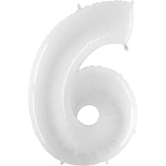 40" Number 6 - White Foil Mylar Balloon