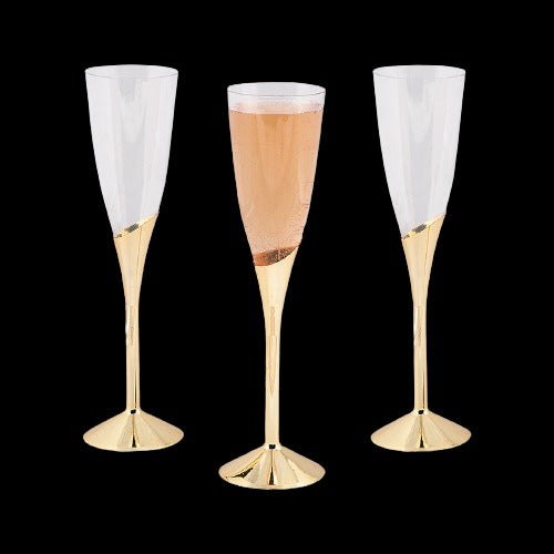 5 Oz Champagne Flutes with Goldtone Stems